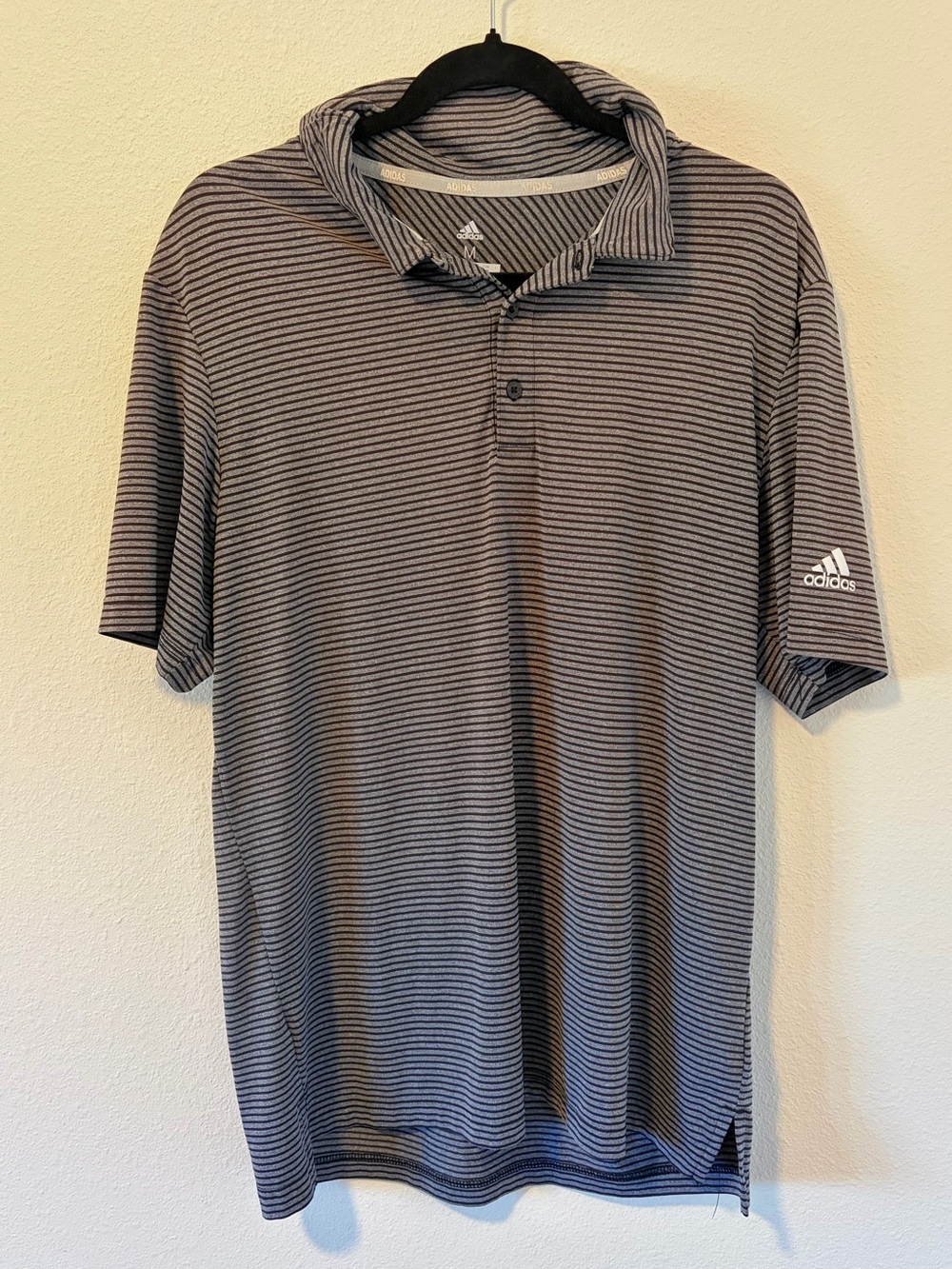 Adidas Golf Mens Medium Striped Polo Shirt Short Sleeve Stretch Performance